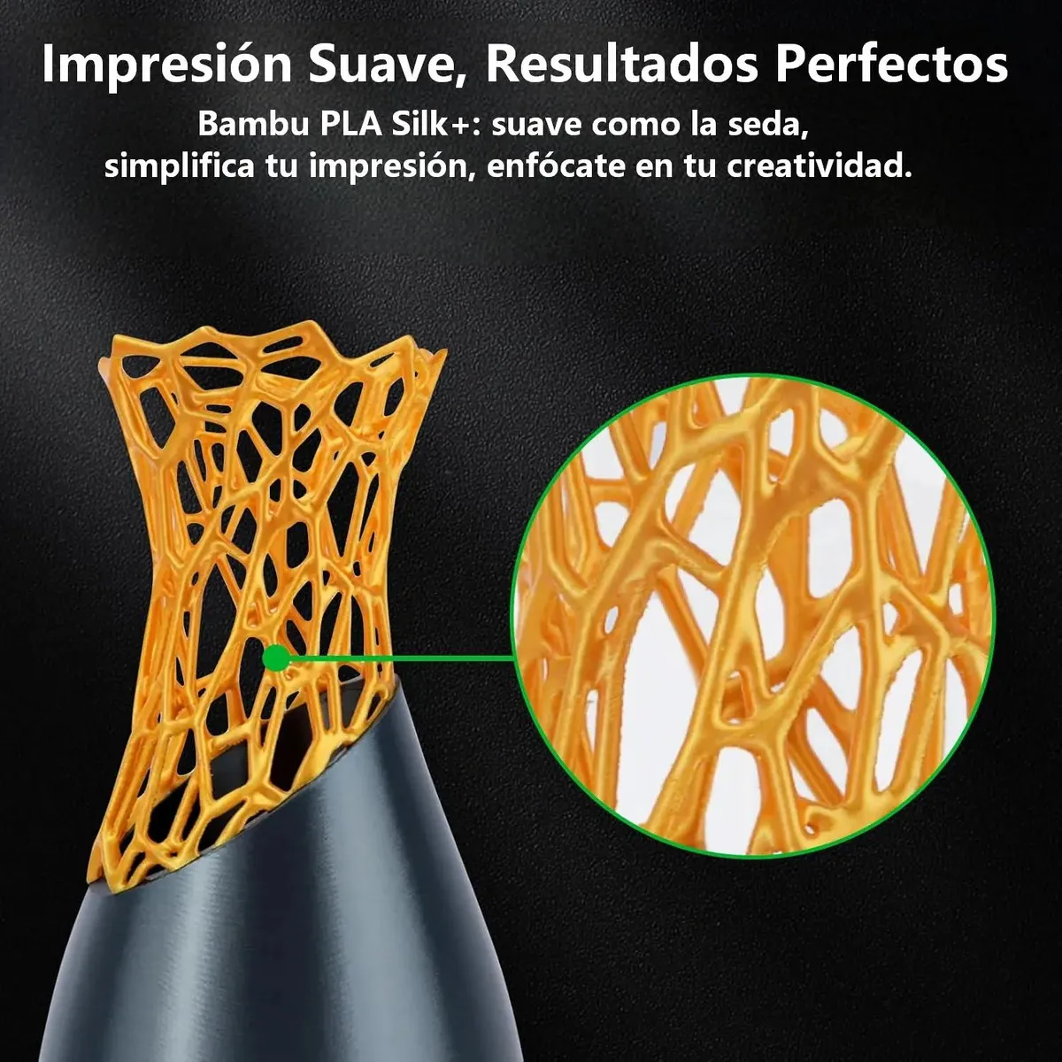 Filamento Bambu Lab PLA Silk + Champán Titan 1kg Acabado Seda y Alta Resistencia
