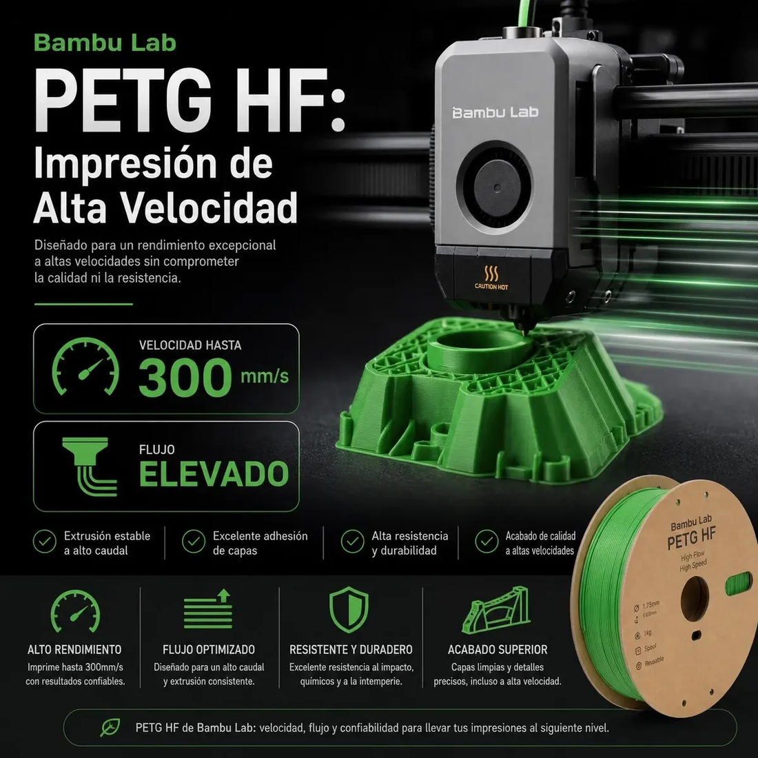 Filamento 3D Bambu Lab PETG HF 1.75mm – 1kg | Alta Fluidez y Resistencia Superior — detalle 2