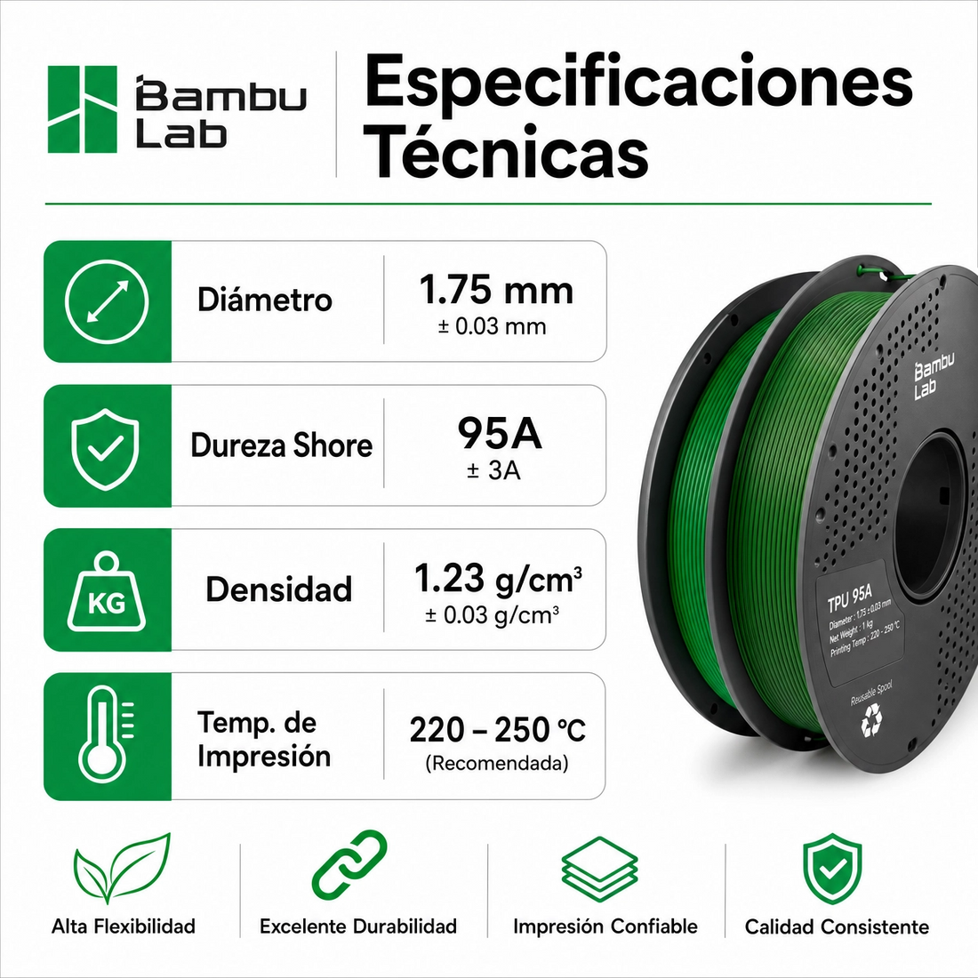Filamento Bambu Lab TPU for AMS 1.75mm 1kg — detalle 9