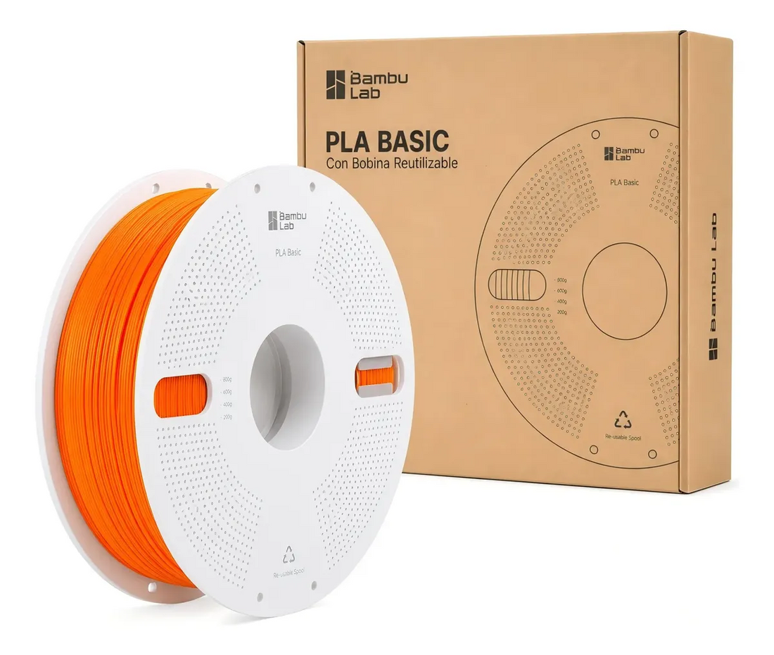 Filamento Bambu Lab PLA Basic Naranja 1,75 mm 1kg Alta Velocidad Compatible con AMS — detalle 1