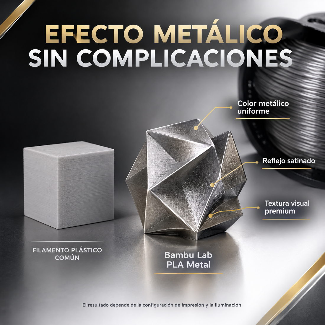 Filamento Bambu Lab PLA Metal 1.75mm 1kg — detalle 5