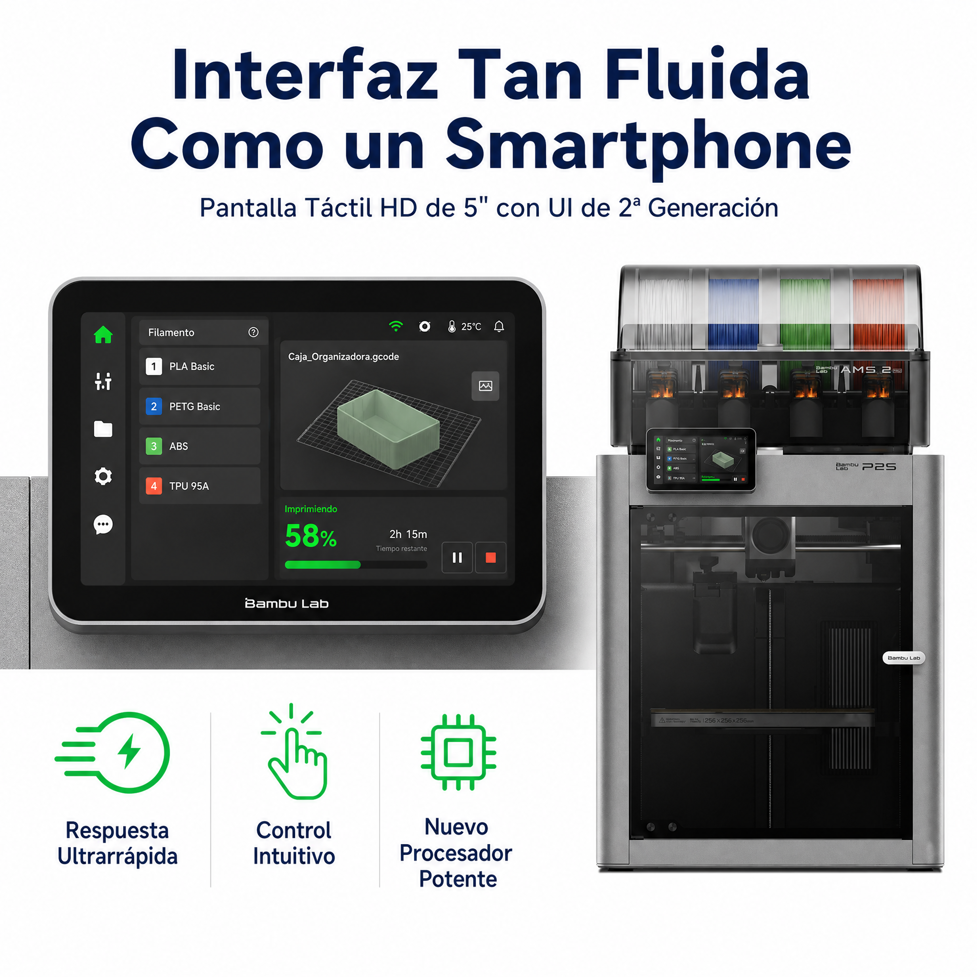 Preventa Impresora 3D Bambu Lab P2S Combo Multicolor con AMS 2 Pro