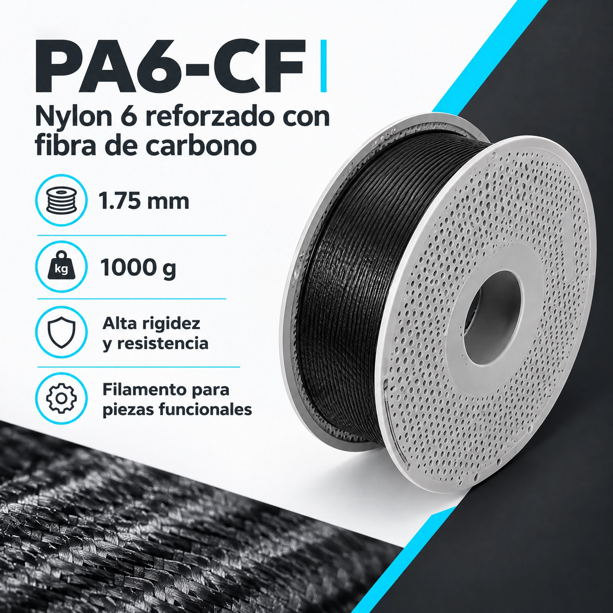 Filamento Bambu Lab PA6-CF 1.75mm 1kg Negro