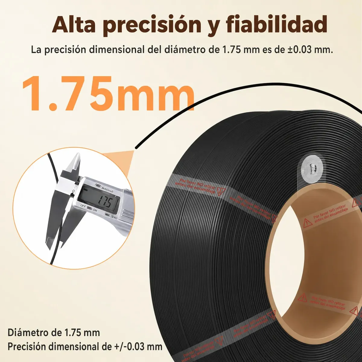 Filamento 3D Bambu Lab PLA Mate Blanco Marfil 1.75mm – 1kg | Acabado Mate y Alta Precisión de Impresión