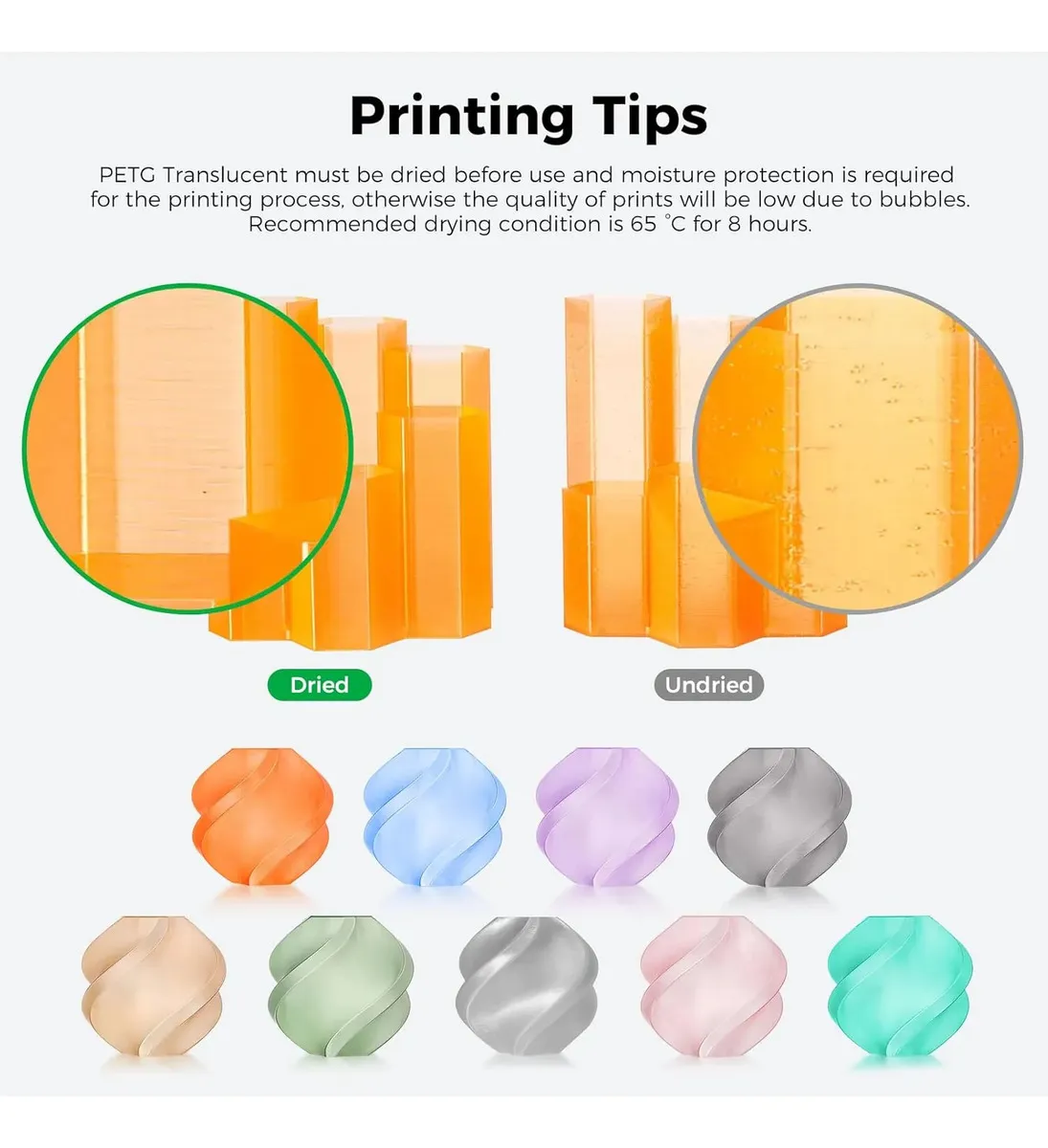Filamento Bambu Lab PETG Translucent 1.75mm 1kg — detalle 3