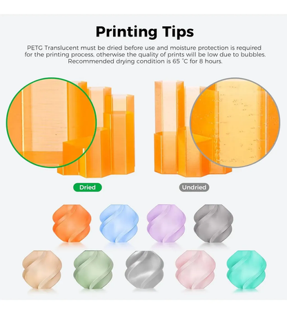 Filamento Bambu Lab PETG Translucent 1.75mm 1kg