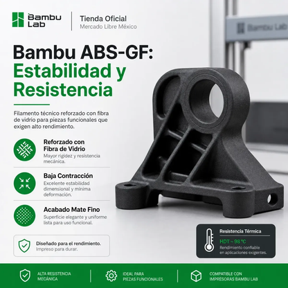 Filamento Bambu Lab ABS-GF 1.75mm 1kg Fibra de Vidrio Reforzado