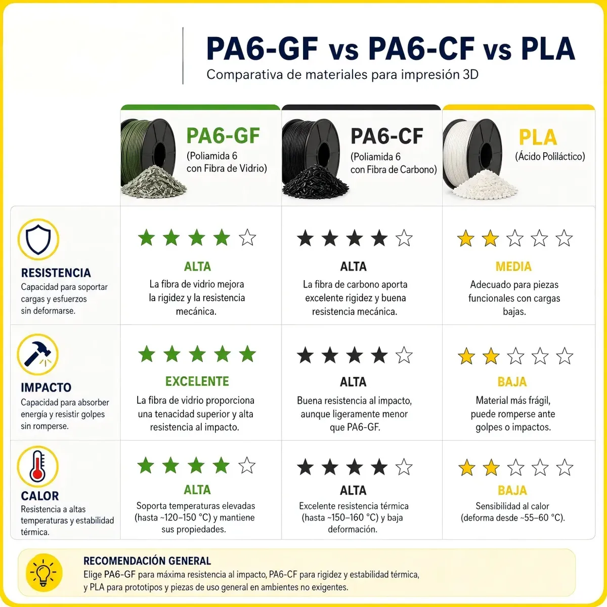 Filamento Bambu Lab PA6-GF 1.75mm 1kg Nylon Reforzado con Fibra de Vidrio