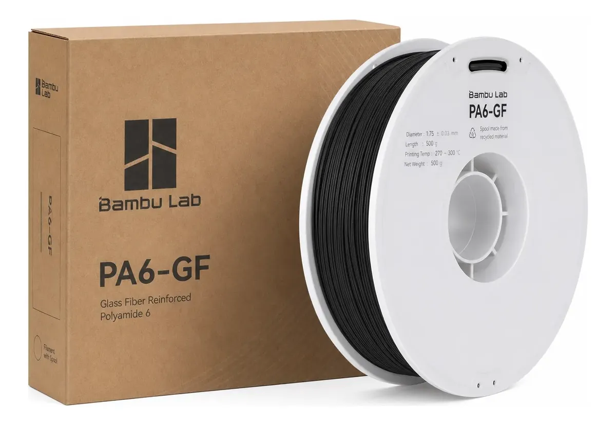 Filamento Bambu Lab PA6-GF 1.75mm 1kg Nylon Reforzado con Fibra de Vidrio