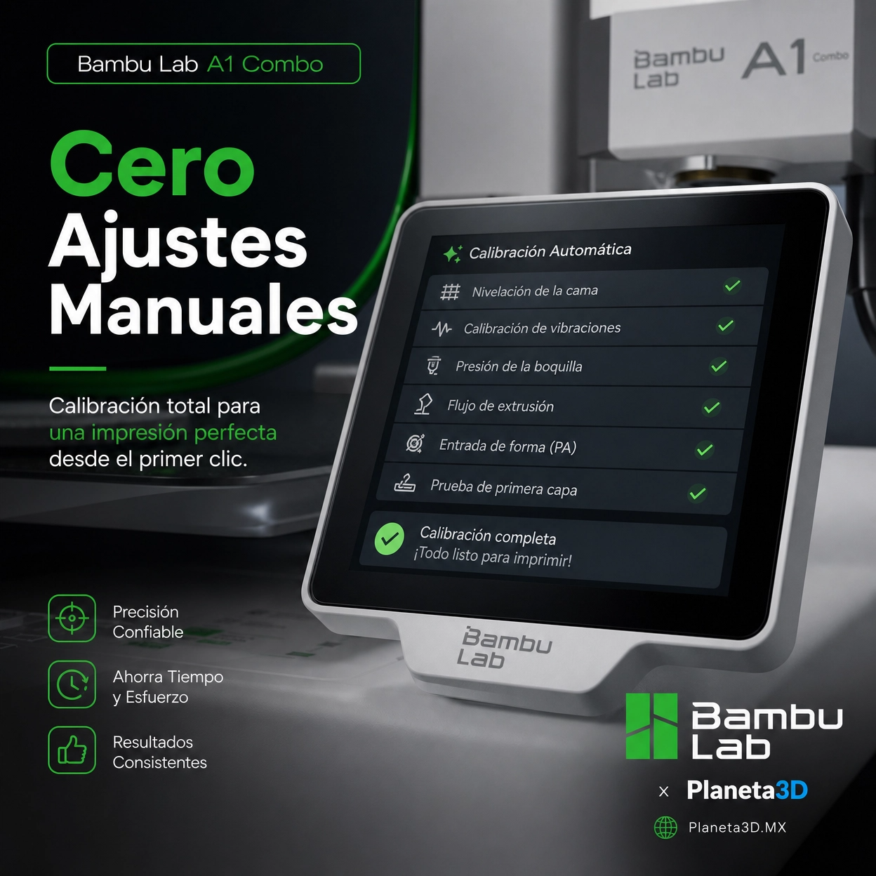 Impresora 3D Bambu Lab A1 Combo con AMS Lite Impresión Multicolor Alta Velocidad  ,Volumen de Construccion 256 x 256 x 256 mm