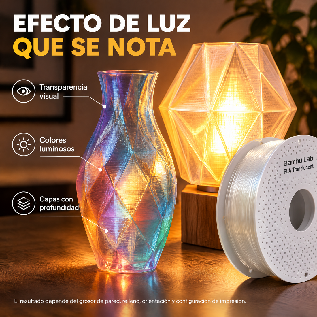Filamento Bambu Lab PLA Translucent 1.75mm 1kg — detalle 11