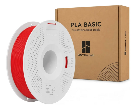 Filamento Bambu Lab PLA Basic Rojo 1,75 mm  1kg Alta Velocidad Compatible con AMS