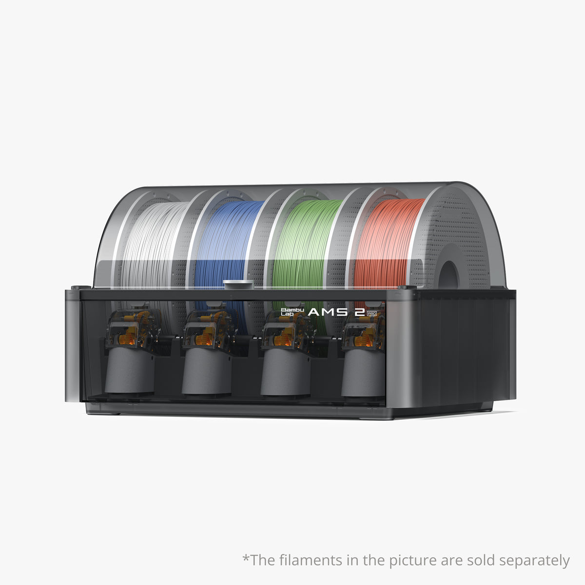 Bambu Lab AMS 2 Pro. Automatic Material System. 65°C Drying | Support Multi Colors/Materials 3D Printing. 65℃ Active Filament Drying. Filament Auto-loading