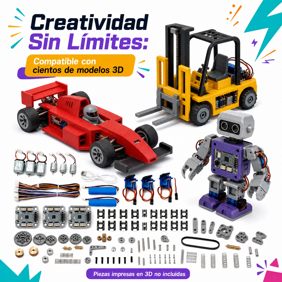 Kit CyberBrick Ultimate para Bambu 3D - Controla 2 Vehículos B-ZK003 Planeta3D — detalle 4