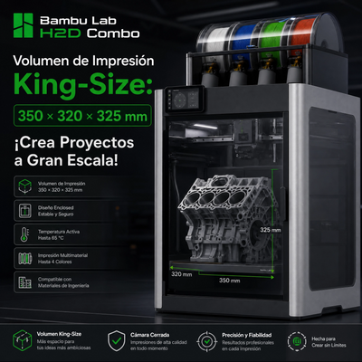 (Preventa)Impresora 3D Bambu Lab H2D Combo 350x320x325mm Doble extrusor inteligente