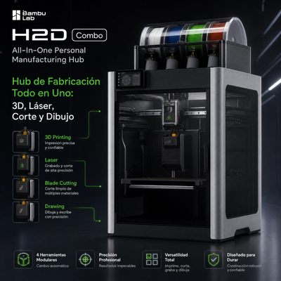 (Preventa)Impresora 3D Bambu Lab H2D Combo 350x320x325mm Doble extrusor inteligente