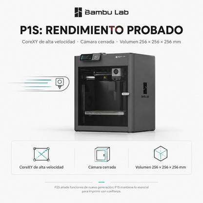 P1S de Bambu Lab (Preventa)-Carcasa totalmente cerrada 500 mm/s