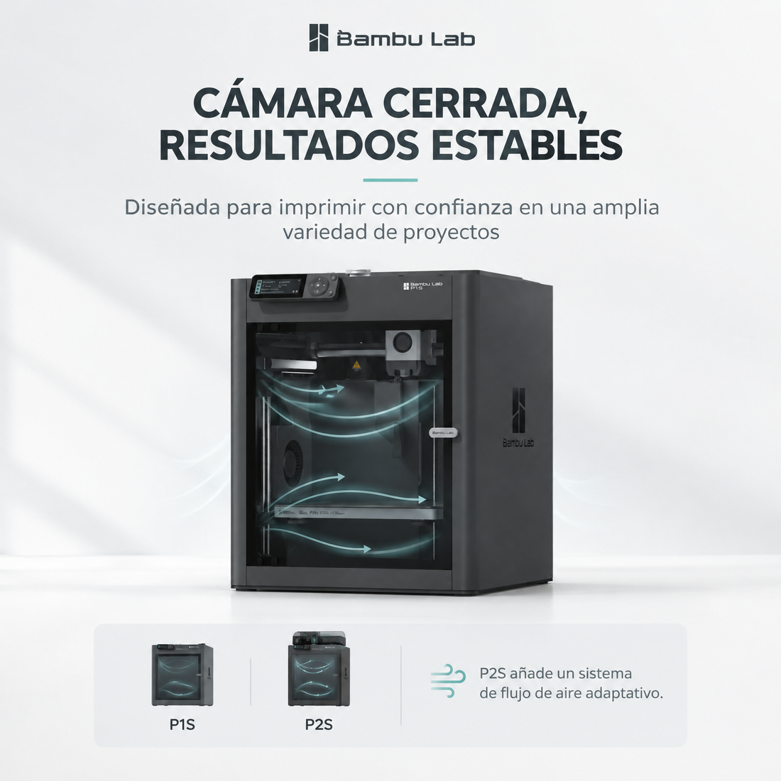 P1S de Bambu Lab (Preventa)-Carcasa totalmente cerrada 500 mm/s — detalle 4