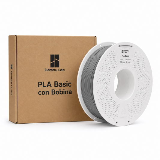 Filamento Bambu Lab PLA BasicGris 1,75 mm  1kg Alta Velocidad Compatible con AMS
